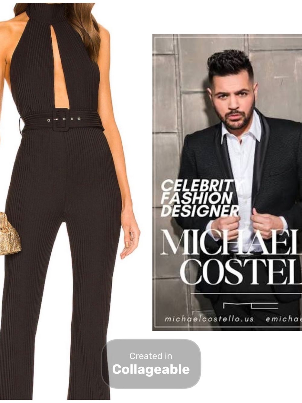 ‼️WOW‼️🖤Michael Costello Black Ribbed Halter Jumpsuit with Belted WaistNWT